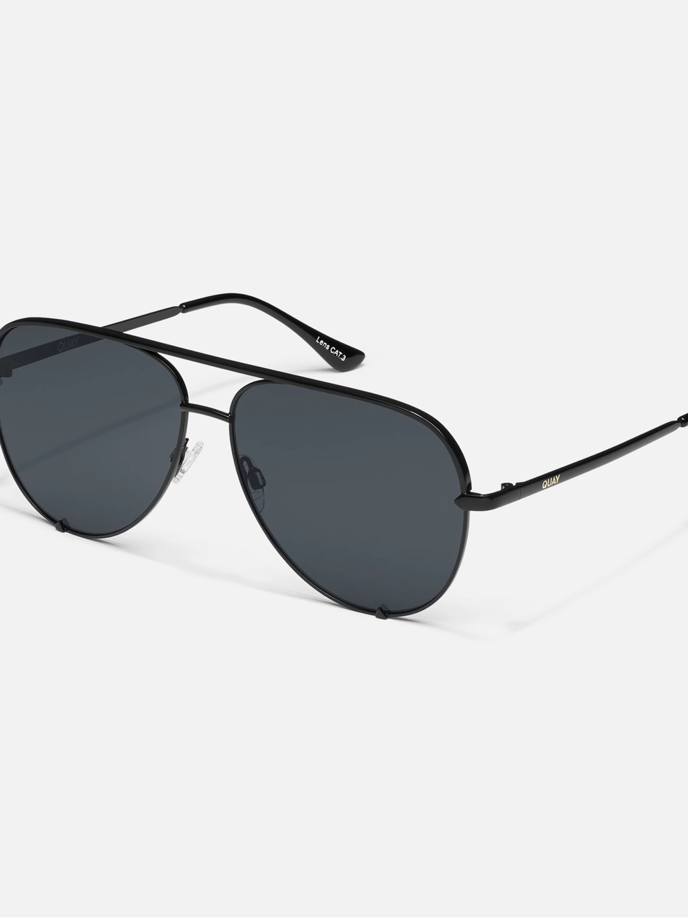 Quay Australia Black Metal Aviator Sunglasses
